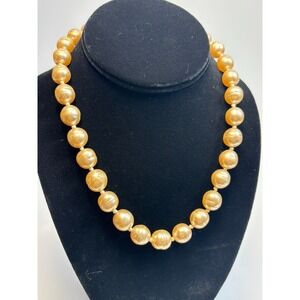 Vintage‎ Faux Pearl Necklace Gold Knotted Strand Statement Boho Minimalist 90s